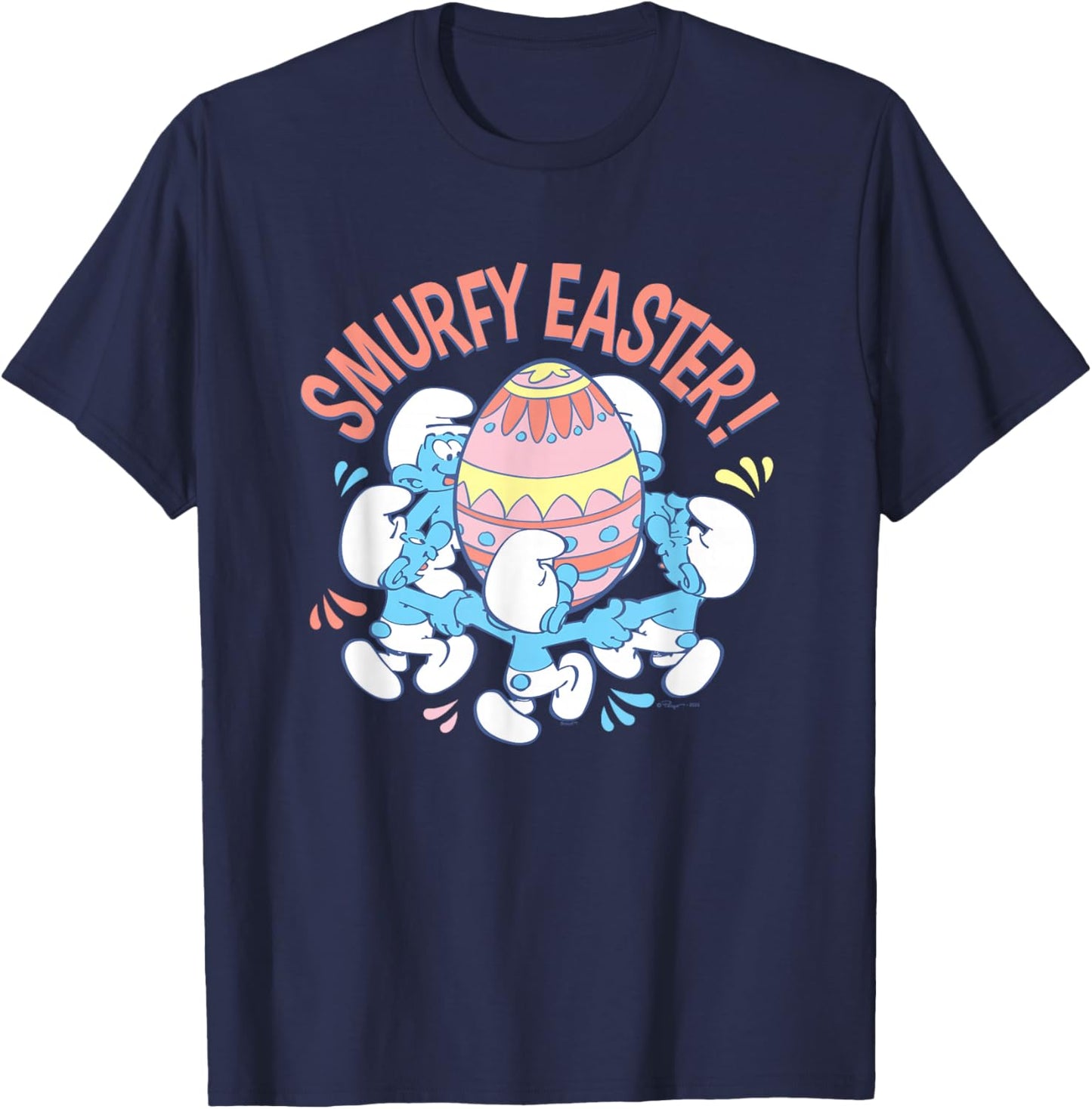 The Smurfs Smurfy Easter Dancing Around Egg T-Shirt - T-Shirt | Navy