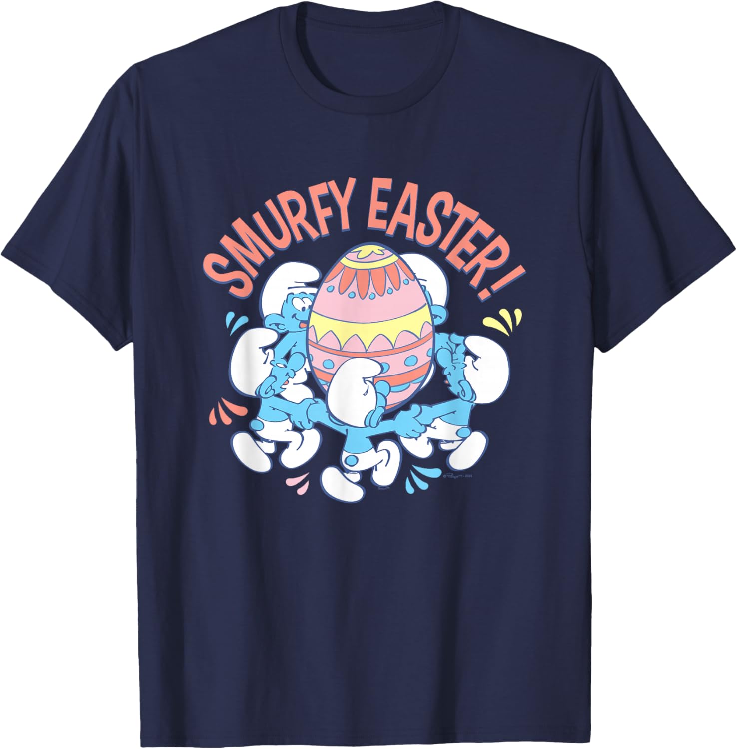 The Smurfs Smurfy Easter Dancing Around Egg T-Shirt - T-Shirt | Navy