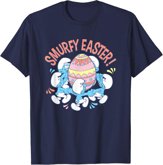 The Smurfs Smurfy Easter Dancing Around Egg T-Shirt - T-Shirt | Navy