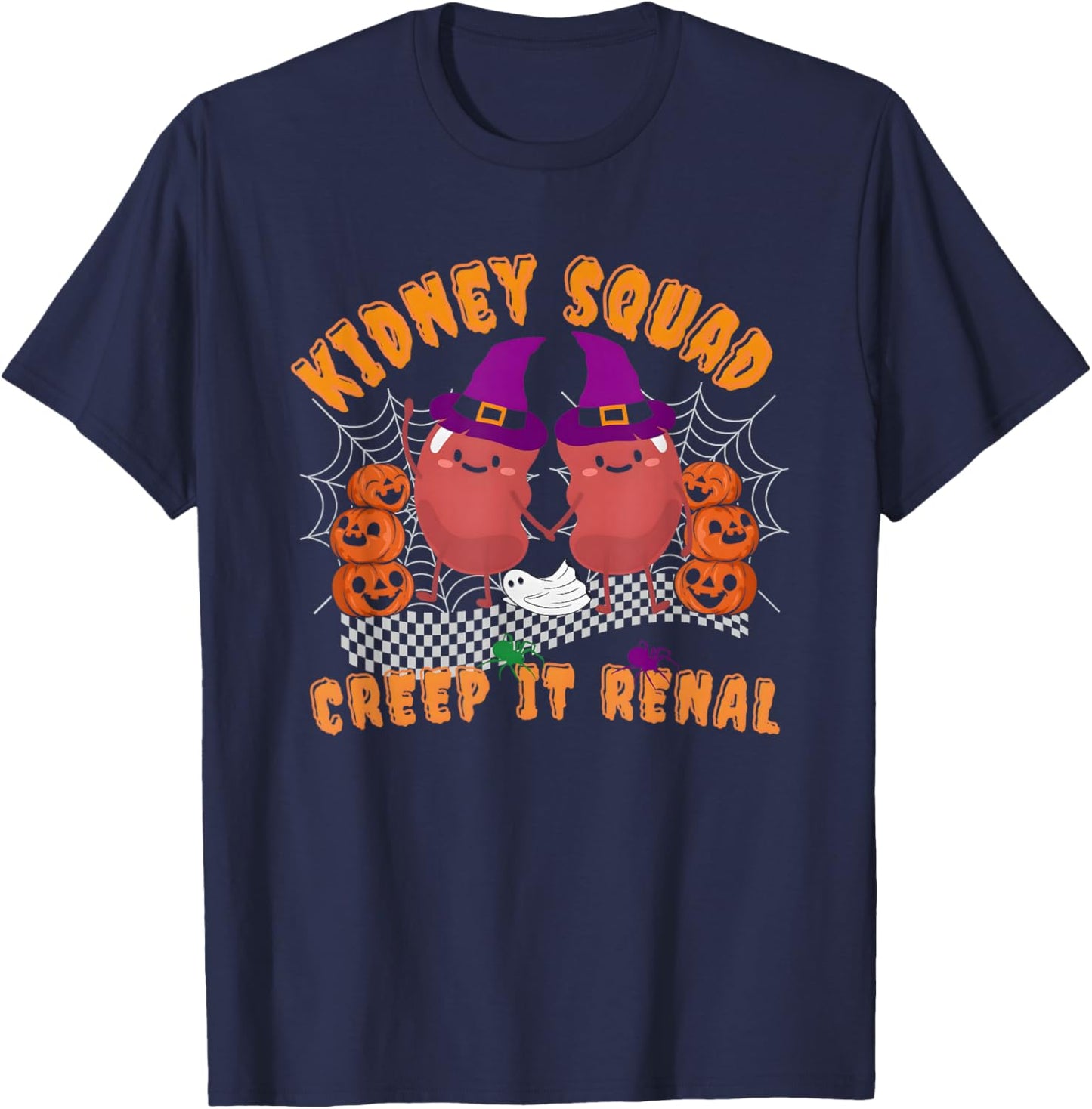 Halloween Kidney Retro Dialysis Kidney Health Gift Kidney T-Shirt - T-Shirt | Navy