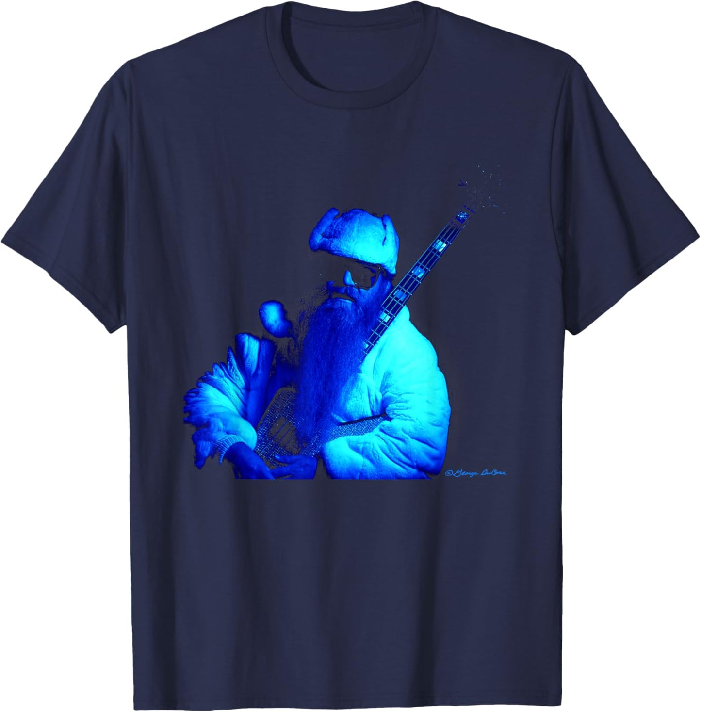Dusty Hill ZZ Top Bass Player By George DuBose T-Shirt - T-Shirt | Navy