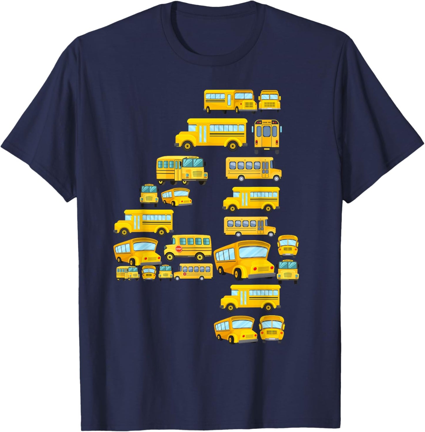 Cool 4 Birthday School Bus 4th Bday Party 4 Years Old T-Shirt - T-Shirt | Navy