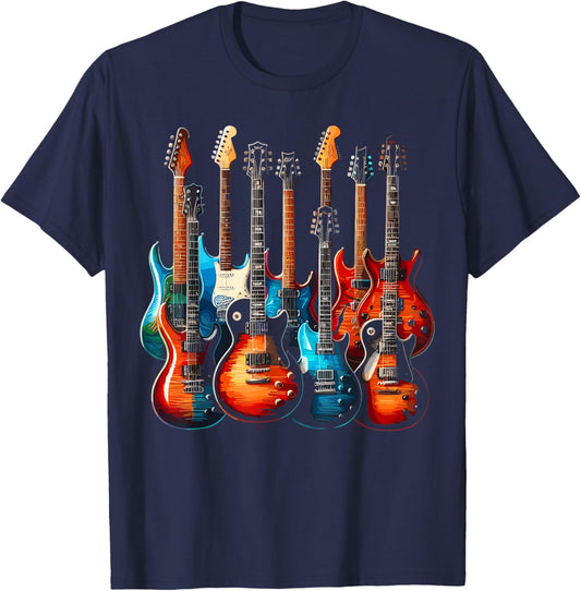 Guitars Guitarists Music Guitar T-Shirt - T-Shirt | Navy