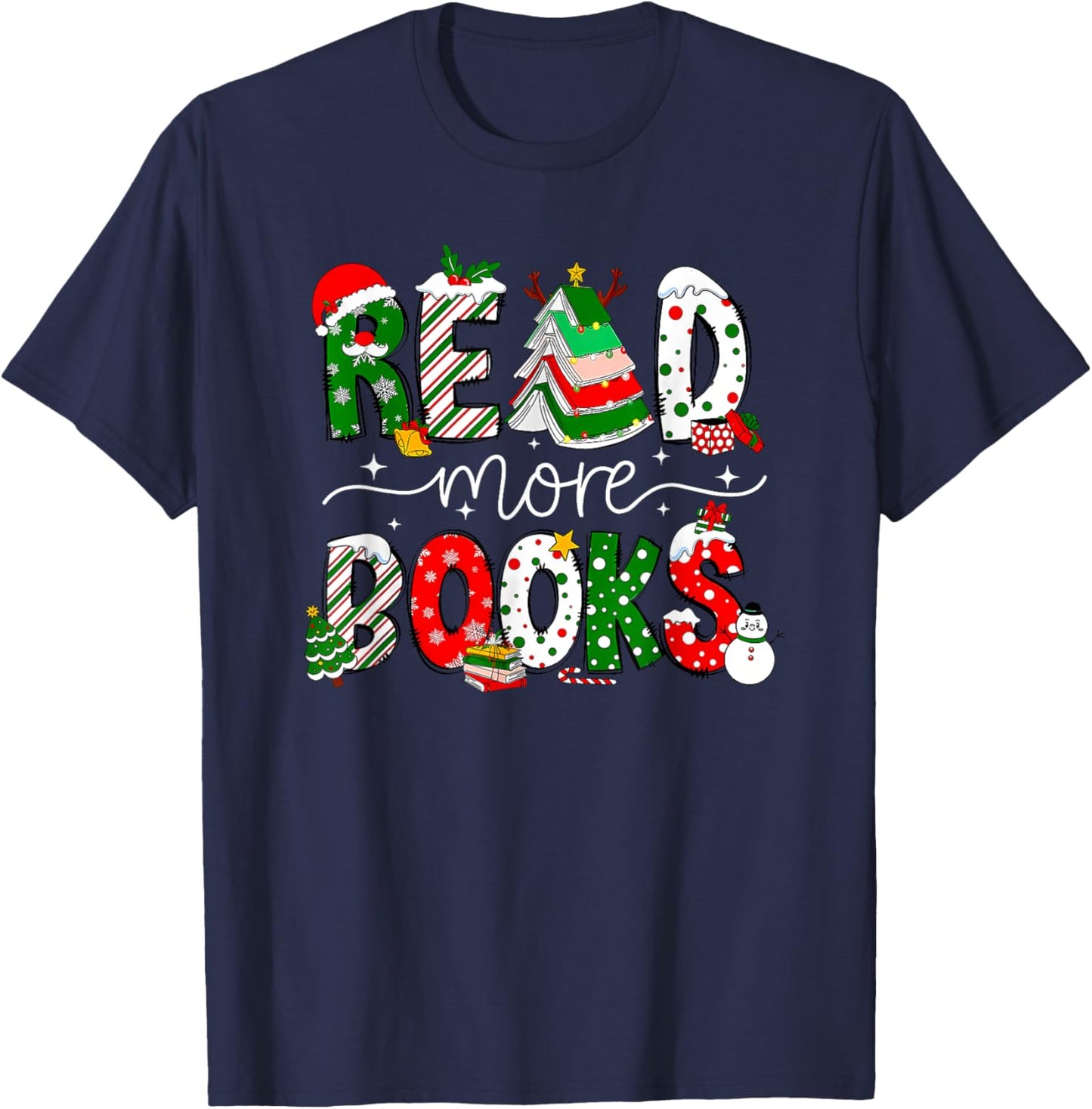 Read More Books Christmas Reading Book T-Shirt - T-Shirt | Navy