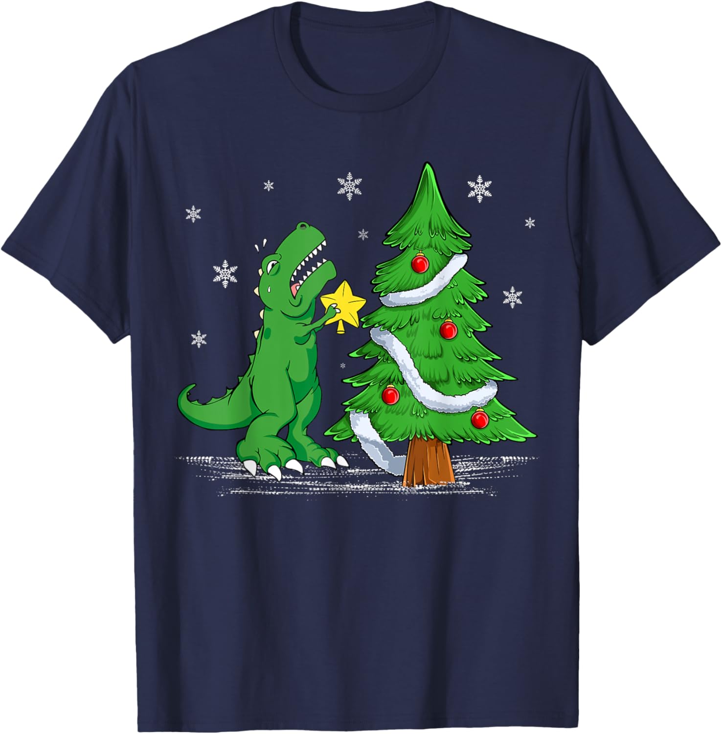 Funny Struggle Is Real Dinosaur T-Rex Dino Christmas Tree T-Shirt - T-Shirt | Navy
