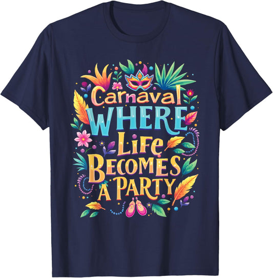 Carnival In Brazil Samba Parade Rhythm Feather Brazilian T-Shirt - T-Shirt | Navy