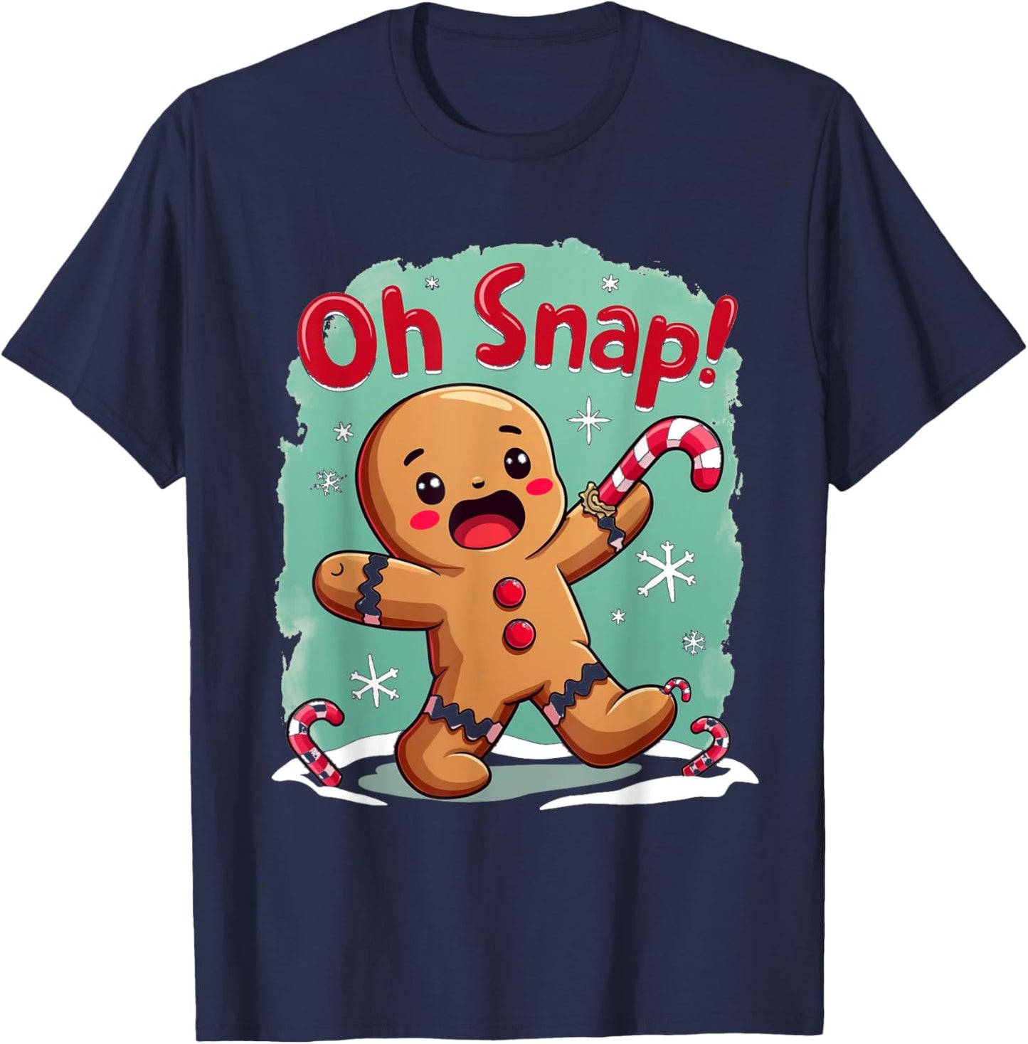 Oh Snap! Holiday Gingerbread Humor T-Shirt - T-Shirt | Navy