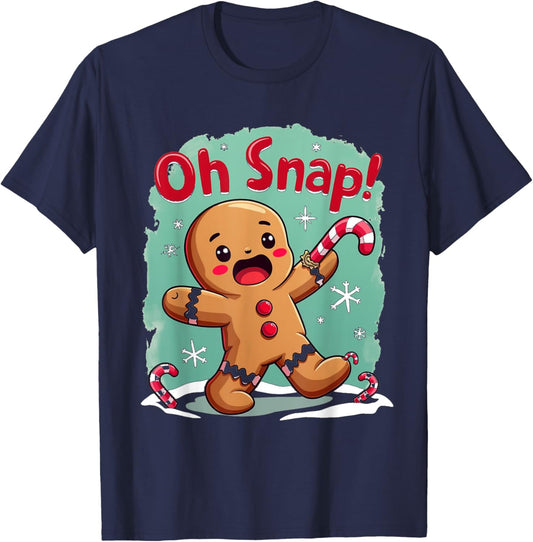 Oh Snap! Holiday Gingerbread Humor T-Shirt - T-Shirt | Navy