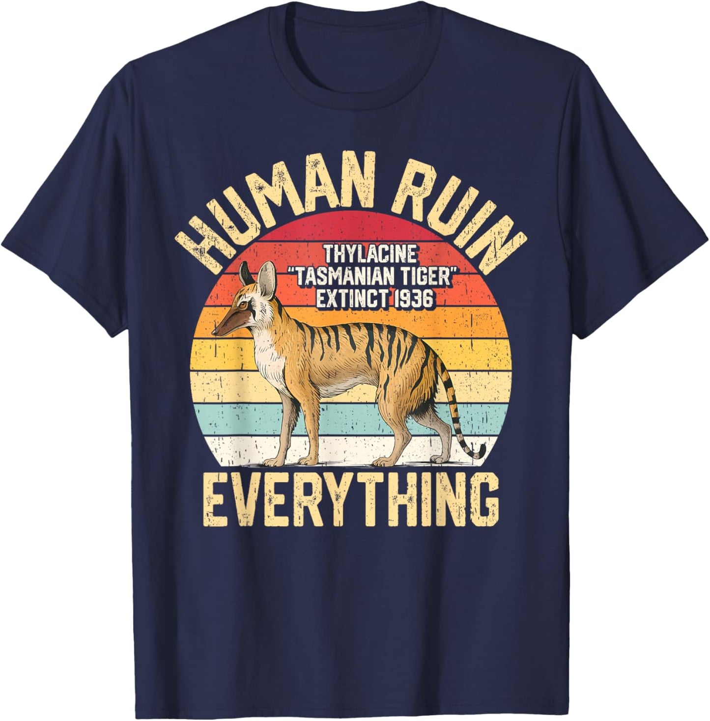 Tasmanian Tigers Thylacine Wolf Australian Extinct T-Shirt - T-Shirt | Navy