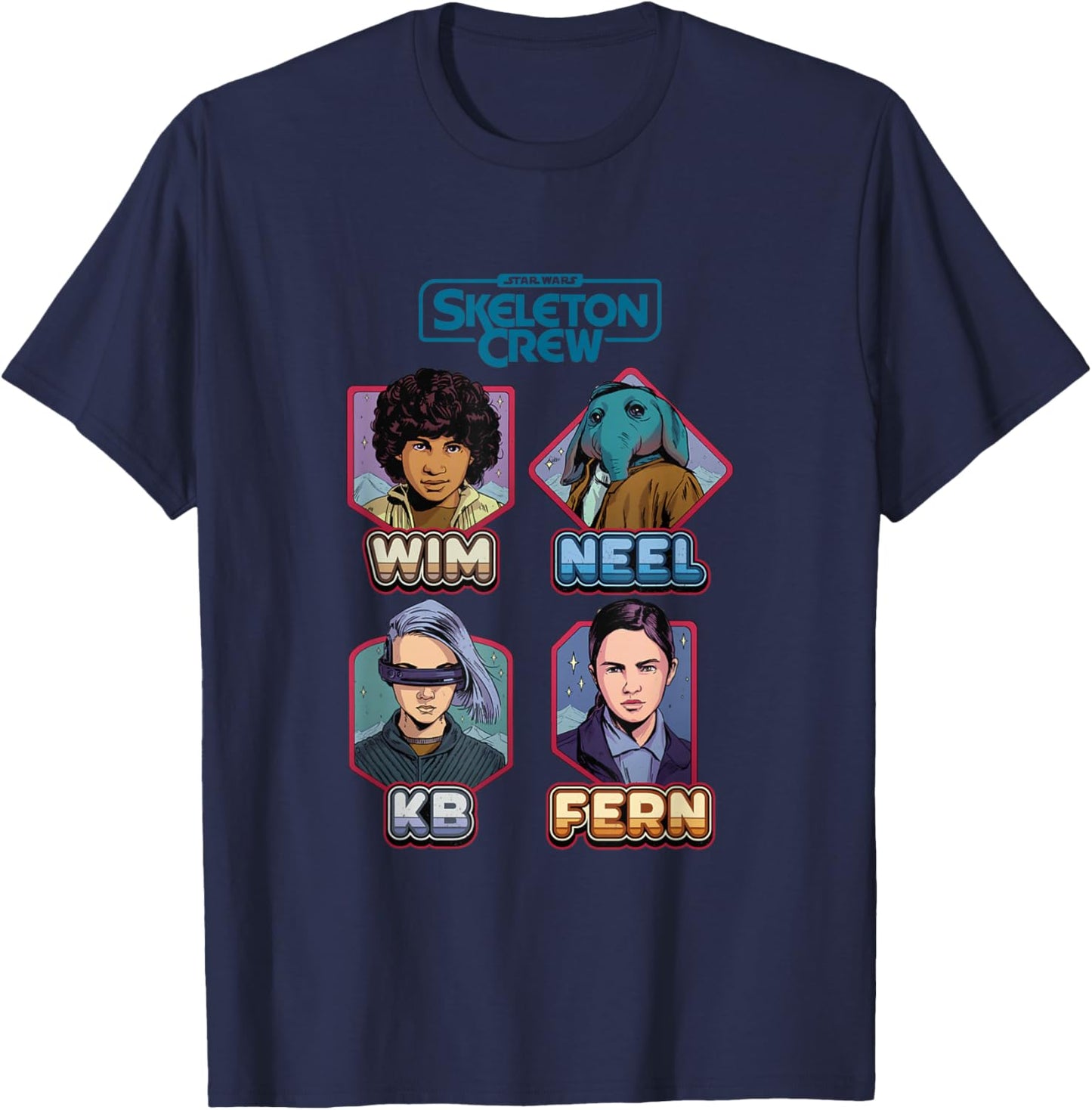Star Wars Skeleton Crew Vintage Character Box Ups T-Shirt - T-Shirt | Navy