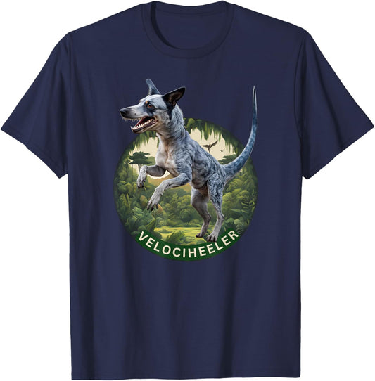 Australian cattle dog velociraptor blue heeler dog dinosaur Men Women Girls Kids T-Shirt - T-Shirt | Navy