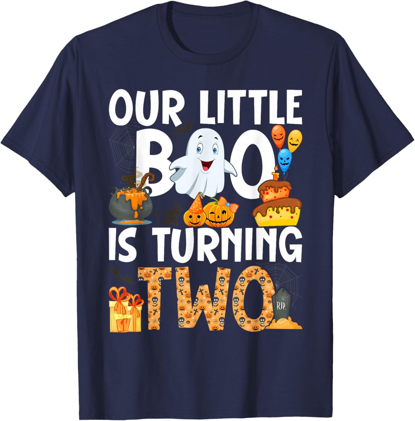 Our Little Boo Is Turning Two 2nd Birthday Outfit Girl T-Shirt - T-Shirt | Navy