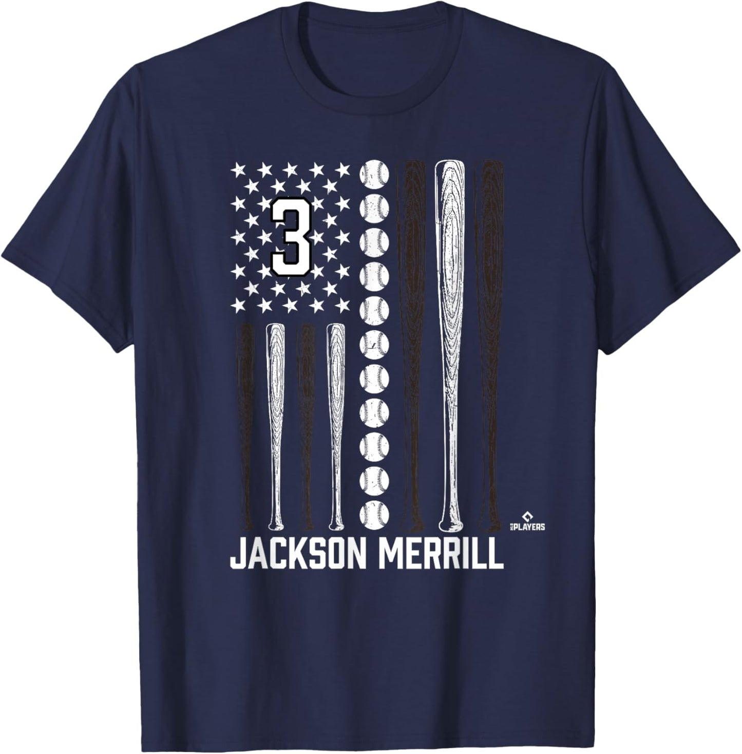 Baseball American Flag Jackson Merrill San Diego Baseball T-Shirt - T-Shirt | Navy