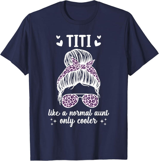 Funny Titi Aunt For Mother's Day Co - Black, Small - Female, -Adults - Short Sleeve, U-Neck - Casual, Spring T-Shirt - T-Shirt | Navy