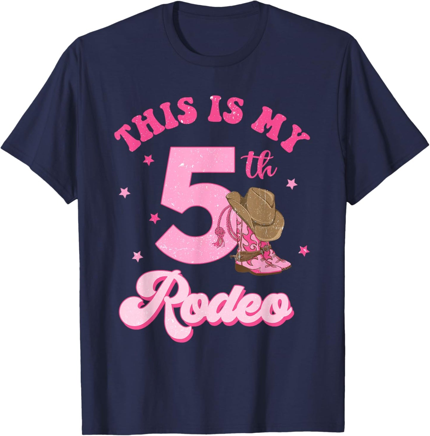 This Is My 5th Rodeo Western Cowgirl 5 Year Old Birthday T-Shirt - T-Shirt | Navy