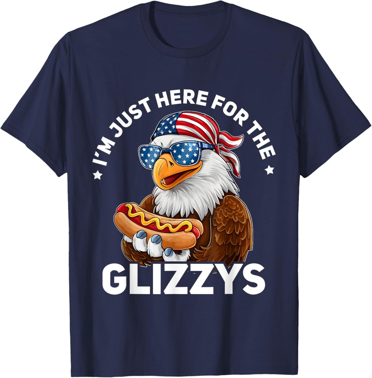 Bald Eagle Hotdog Glizzy American Flag 4th Of July Patriotic T-Shirt - T-Shirt | Navy
