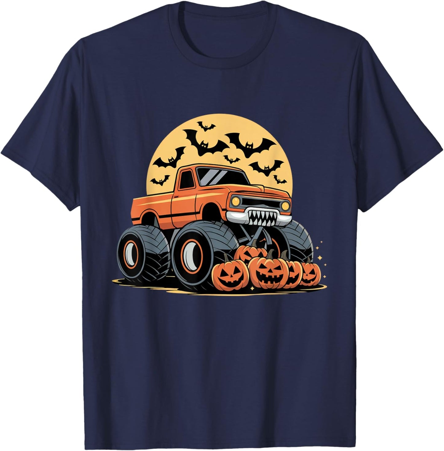Halloween Shirts for Kids Boys Monster Truck Pumpkins T-Shirt - T-Shirt | Navy