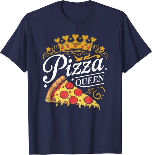 Pizza Queen Girl Loves Pizza Funny Pizza Lover T-Shirt - T-Shirt | Navy