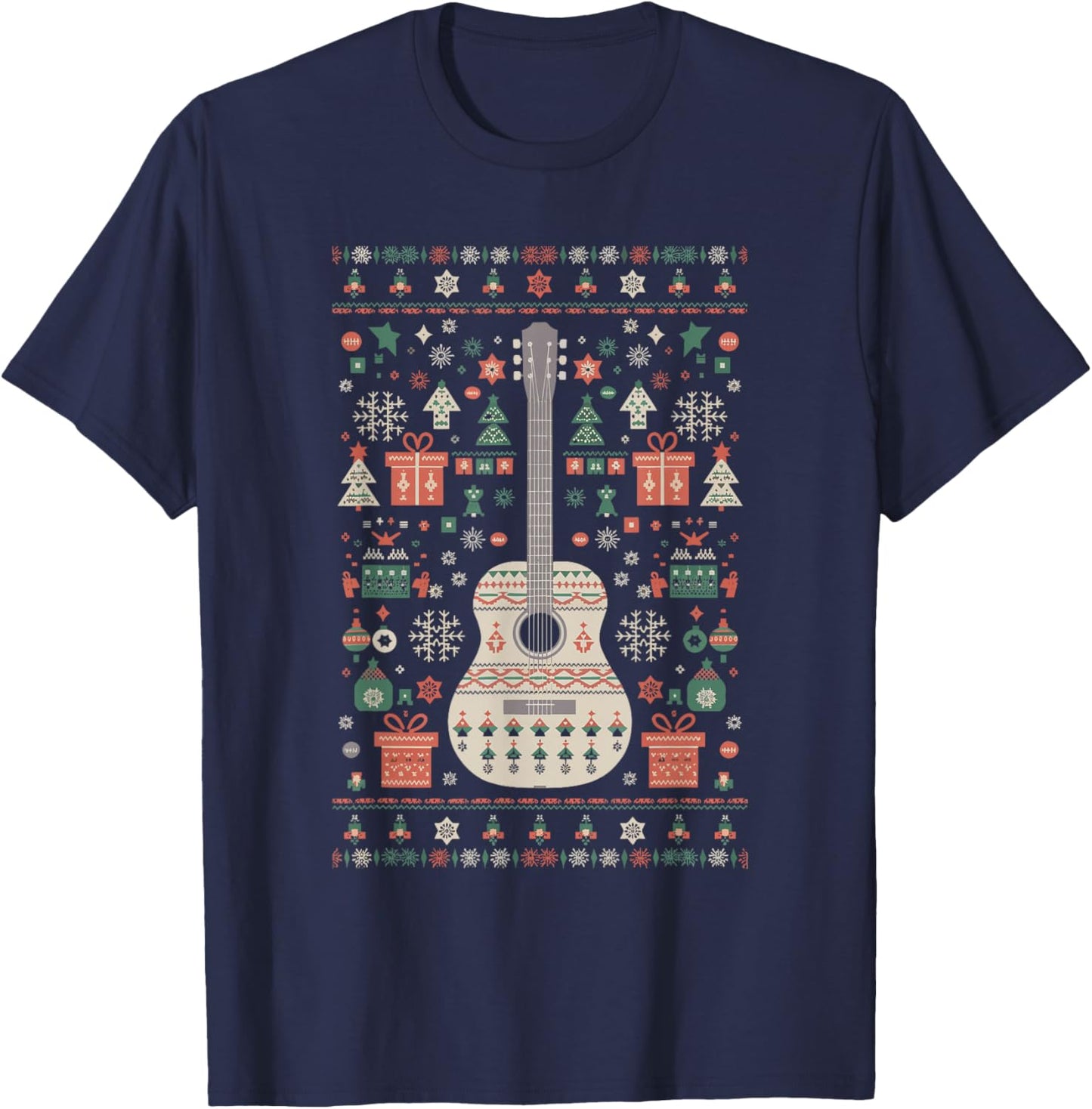 Guitar Ugly Christmas T-Shirt - T-Shirt | Navy