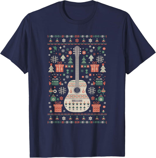 Guitar Ugly Christmas T-Shirt - T-Shirt | Navy