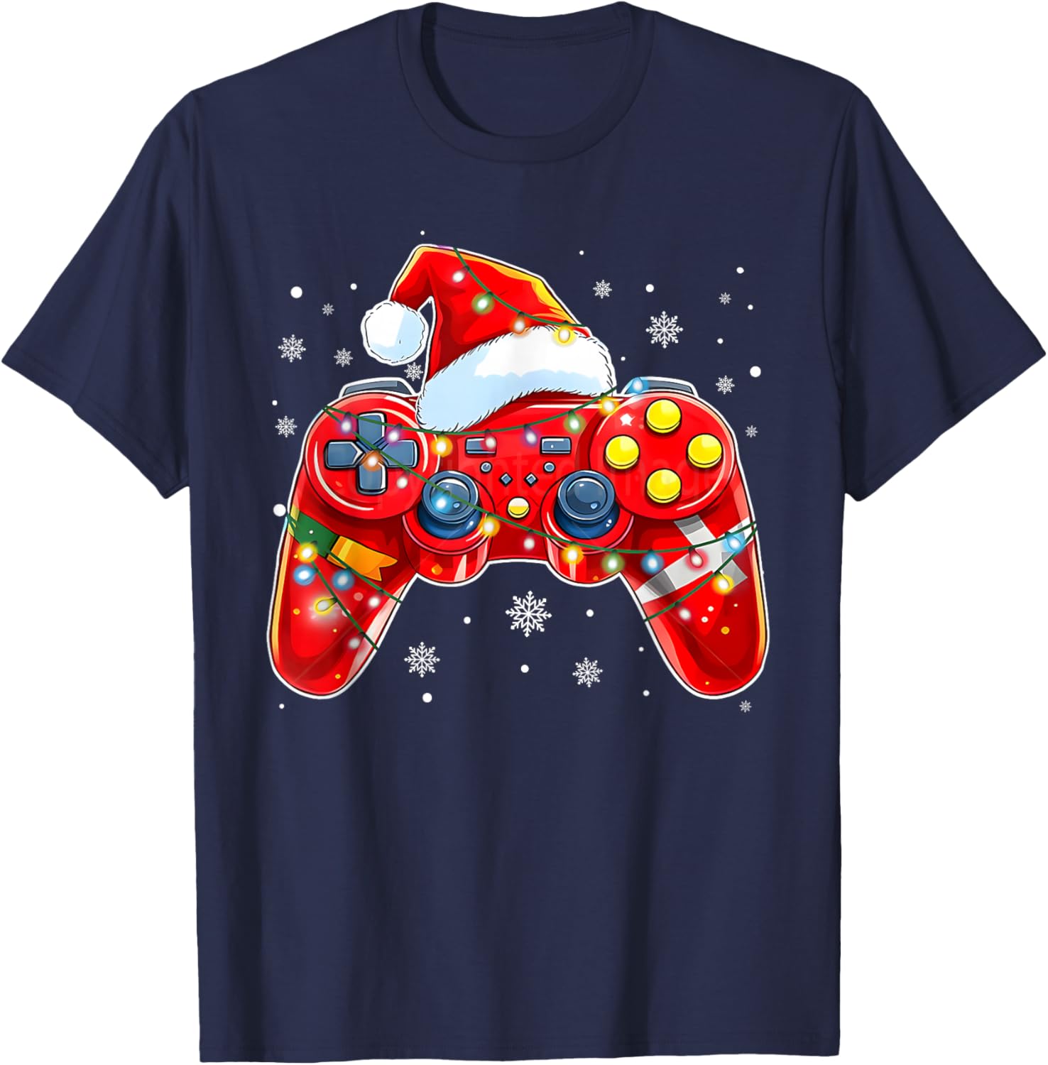 Video Game Controller Christmas Santa Hat Gamer Boys T-Shirt - T-Shirt | Navy