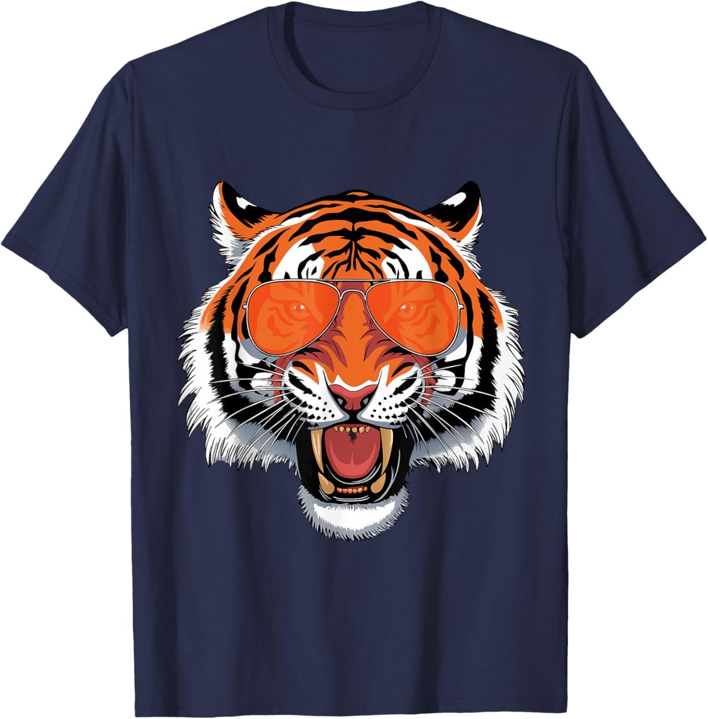 Cool Growling Bengal Tiger with Sunglasses T-Shirt - T-Shirt | Navy