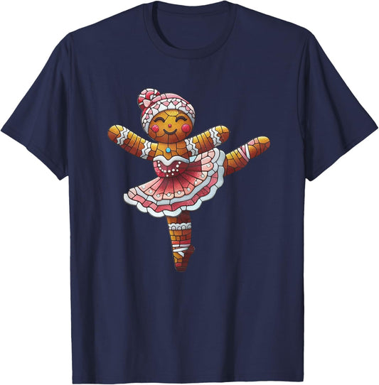 Ballet Dancer Gingerbread Christmas Dance Teacher Girl Women T-Shirt - T-Shirt | Navy