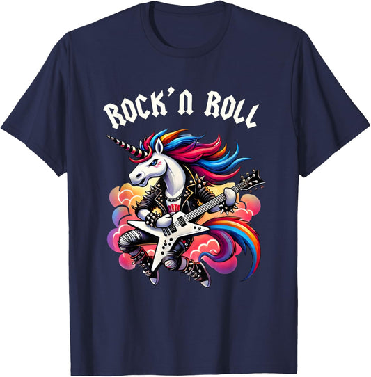 Rock'n Roll Unicorn, Rockstar Unicorn, Punk Goth Band Funny -Kids T-Shirt - T-Shirt | Navy