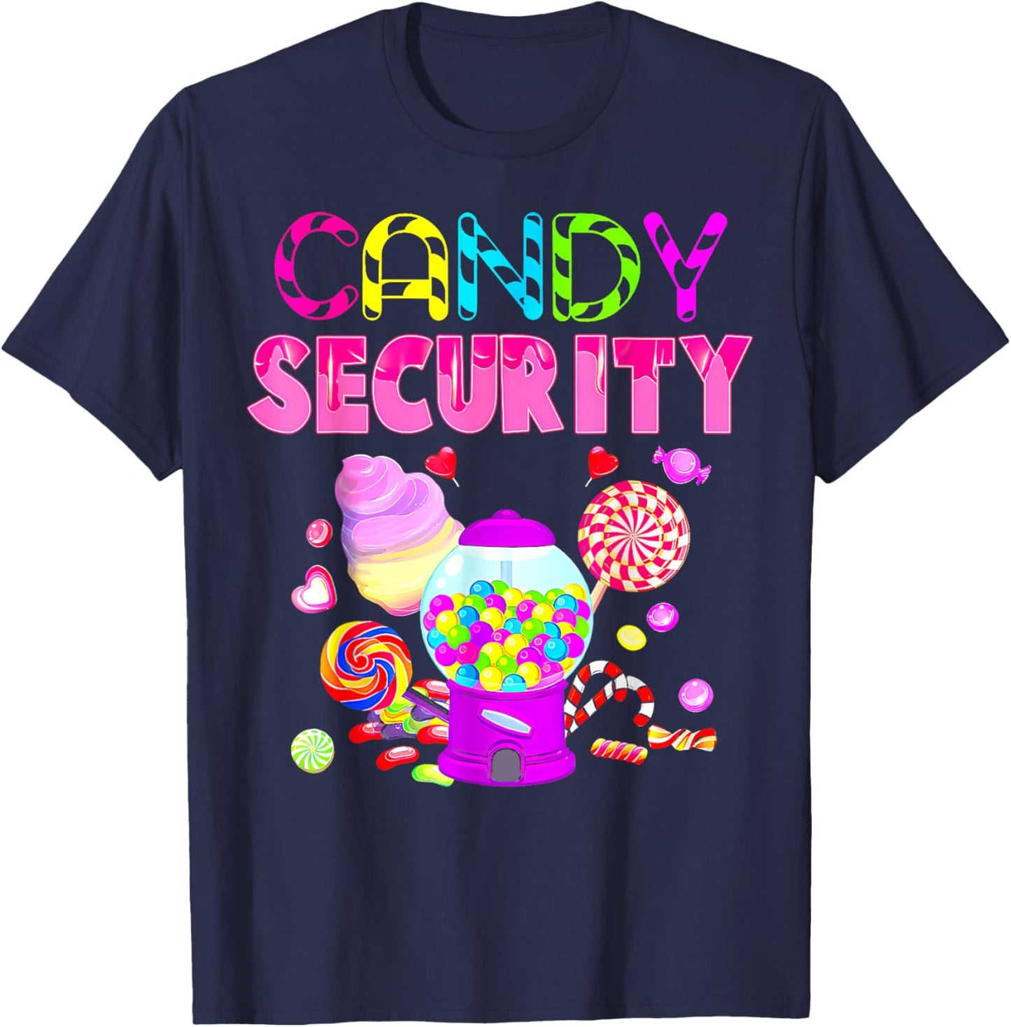 Candy Land Costume Women Candy Crew Funny Candy Security T-Shirt - T-Shirt | Navy