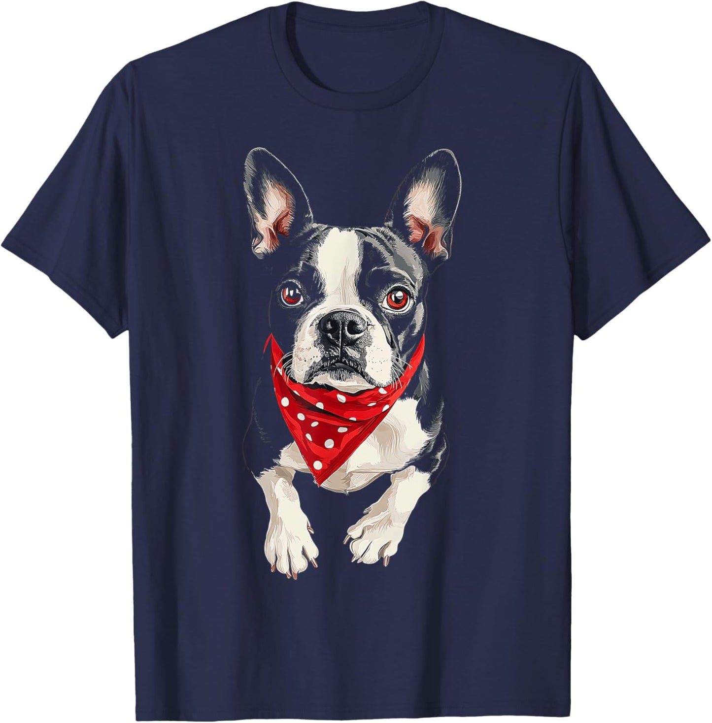 Boston Terrier Dog Motif Pet Illustration Boston Terrier Women Kids T-Shirt - T-Shirt | Navy