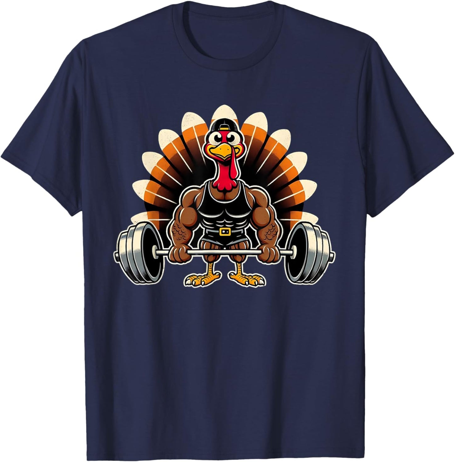 Thanksgiving Muscle Turkey Funny Leg Day Gym Body Builder T-Shirt - T-Shirt | Navy