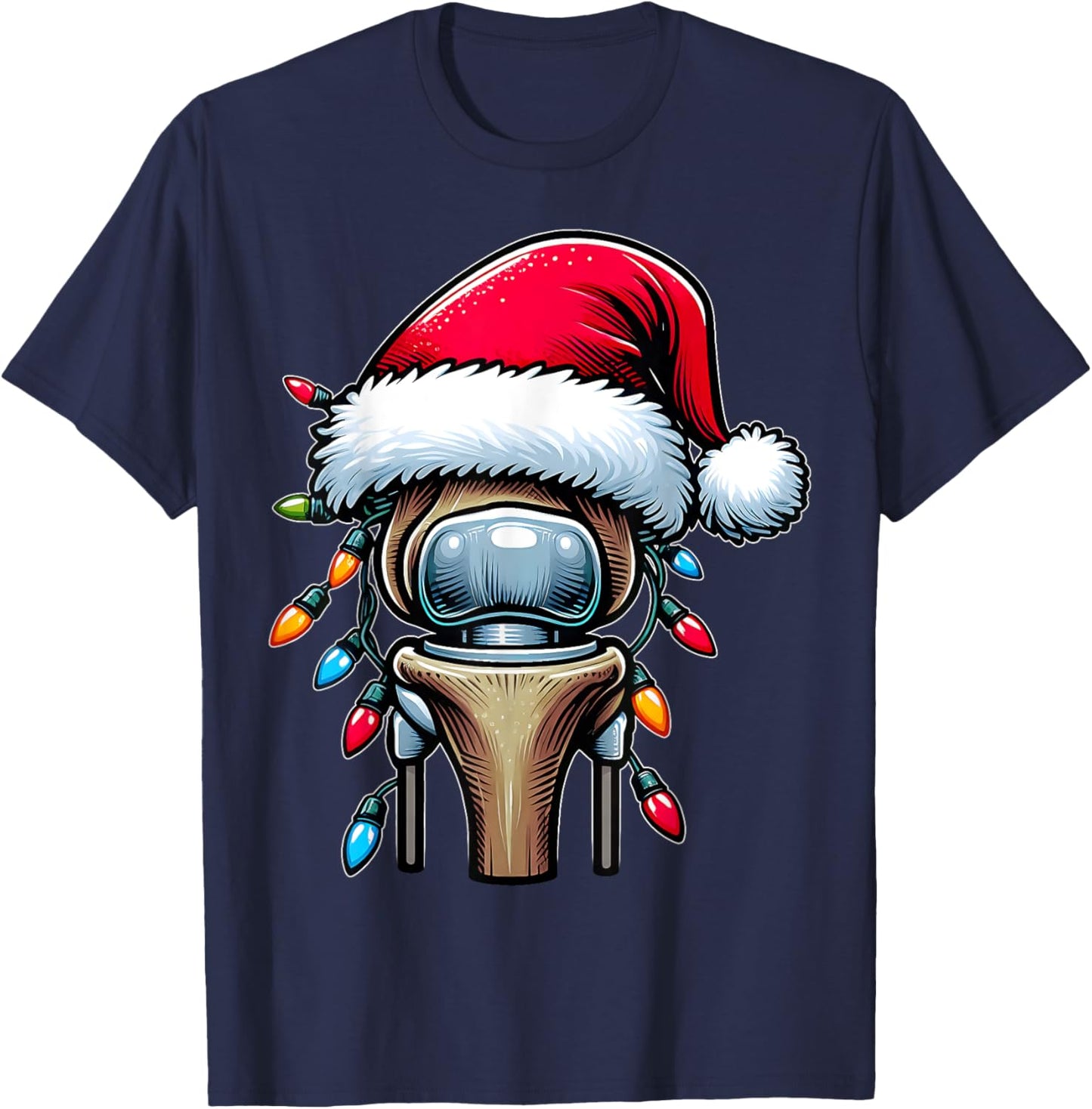 Knee Replacement Bionic Surgery Christmas Hat Xmas T-Shirt - T-Shirt | Navy
