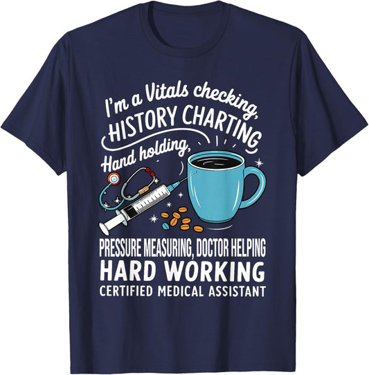 Vitals CMA Doctor Nursing Certified Medical Assistant T-Shirt - T-Shirt | Navy