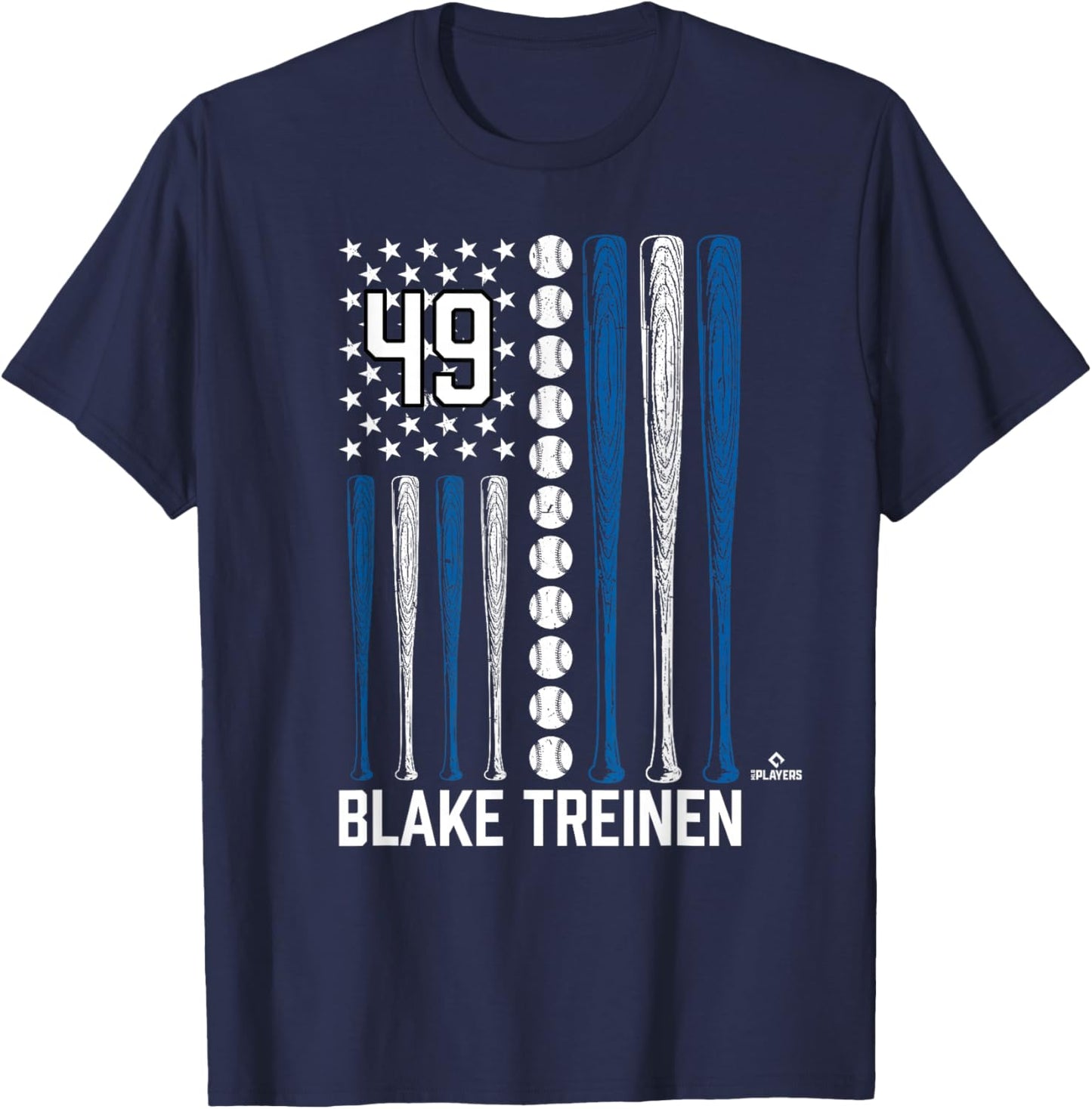 Baseball American Flag Blake Treinen Los Angeles Baseball T-Shirt - T-Shirt | Navy