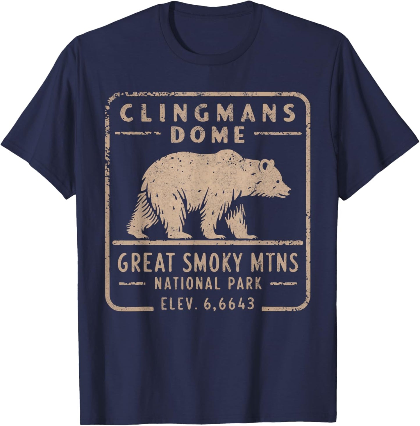 Clingmans Dome Great Smoky Mountains Bear Vintage T-Shirt - T-Shirt | Navy