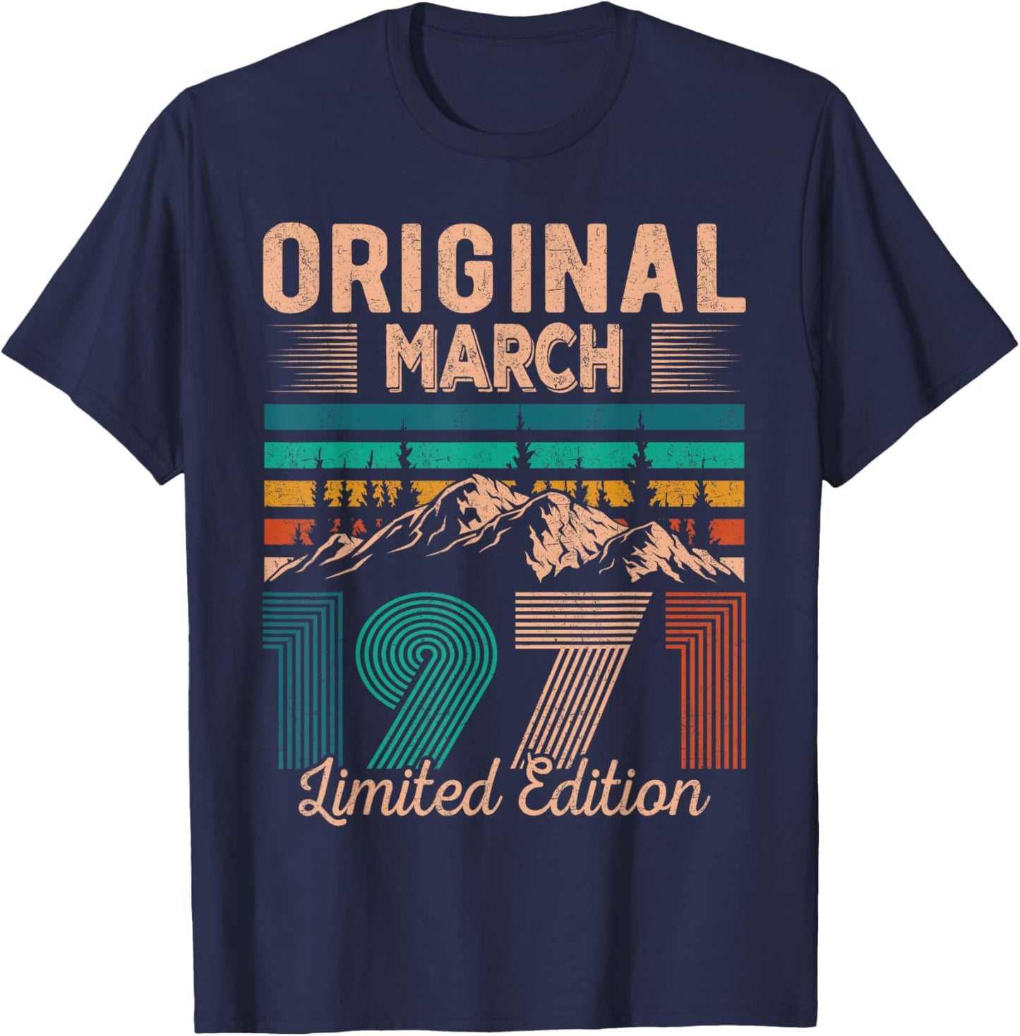 Original March 1971 Born in March 1971 Birthday T-Shirt - T-Shirt | Navy