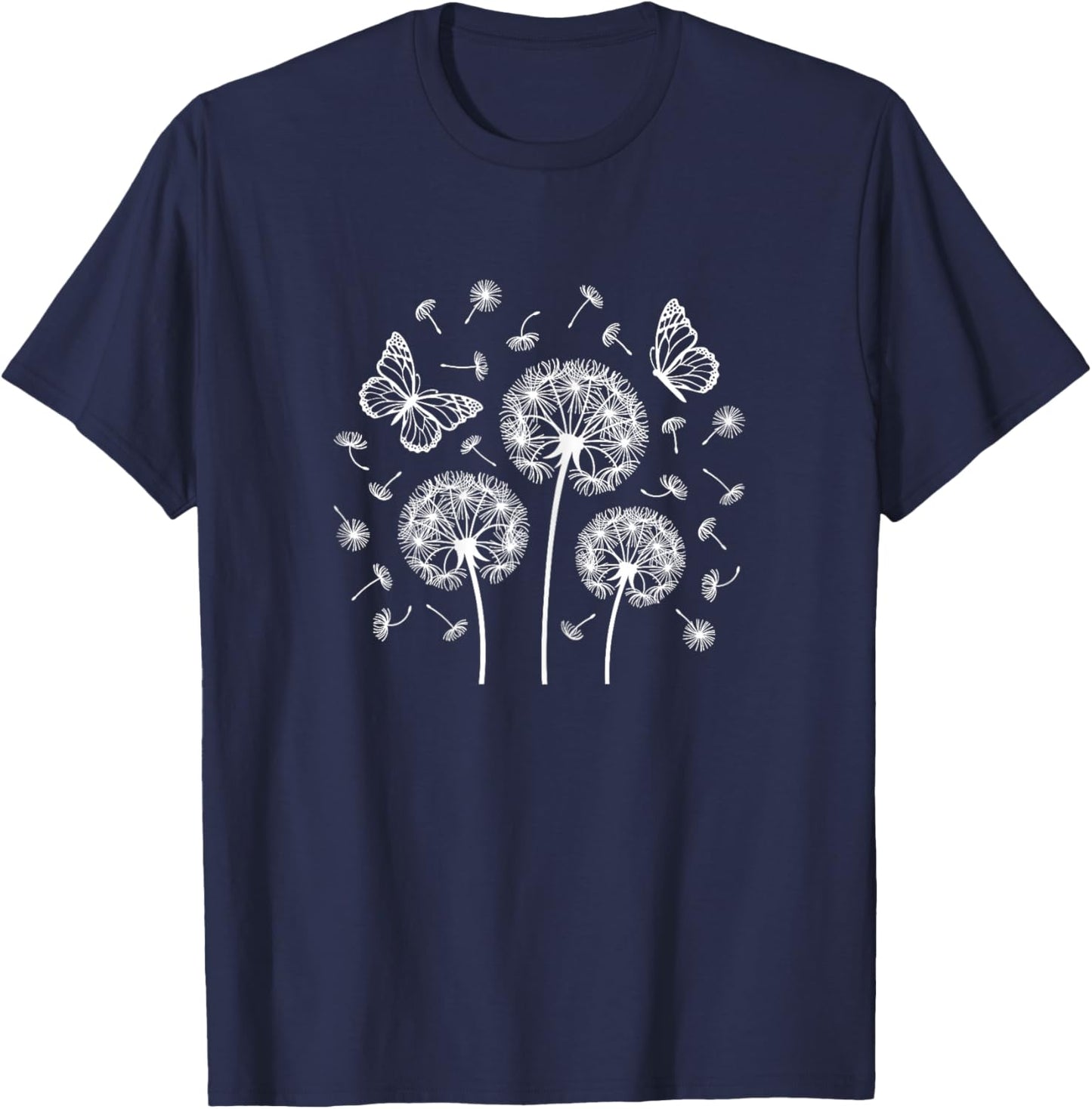 Cute Dandelion Flower Butterfly Women Girls T-Shirt - T-Shirt | Navy