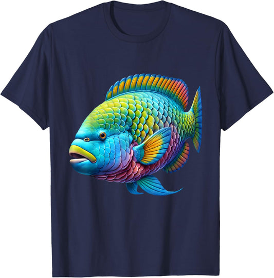 Parrotfish Lover Gifts and Apparel Multicolor Parrot Tropical Fishing , -Adults, Short Sleeve, , Small T-Shirt - T-Shirt | Navy