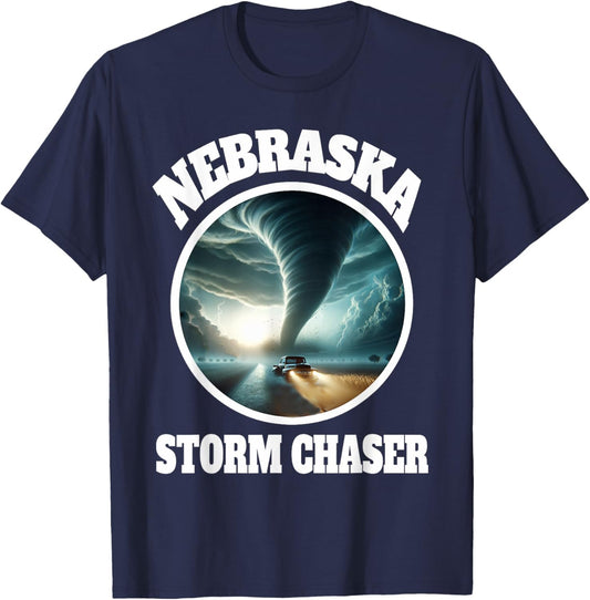 Nebraska Storm Chaser Meteorologist Tornado Weather Watcher T-Shirt - T-Shirt | Navy