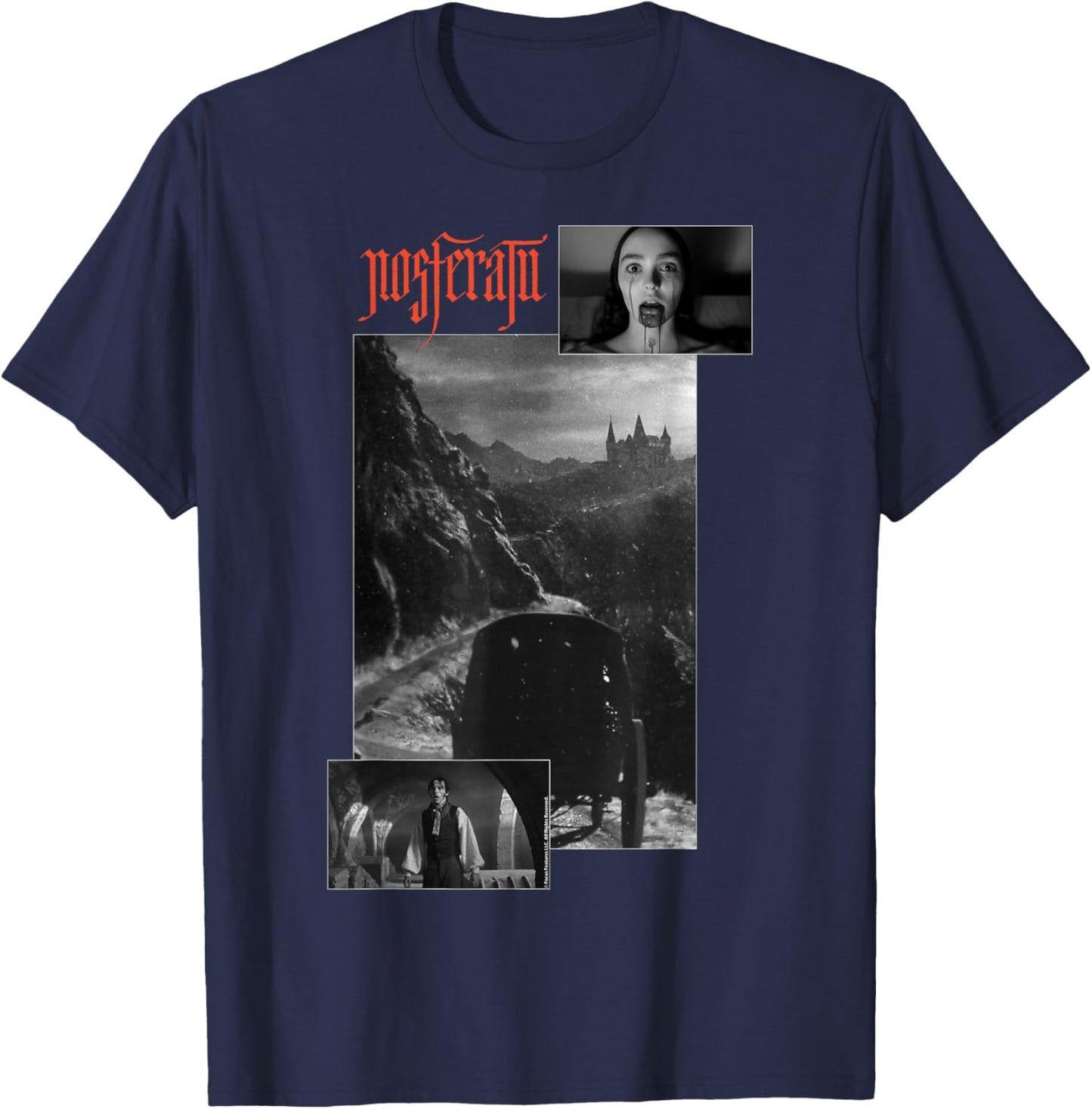 Nosferatu , Black, Small, Short Sleeve, Classic Fit, Horror Movie Graphic, Polyester T-Shirt - T-Shirt | Navy