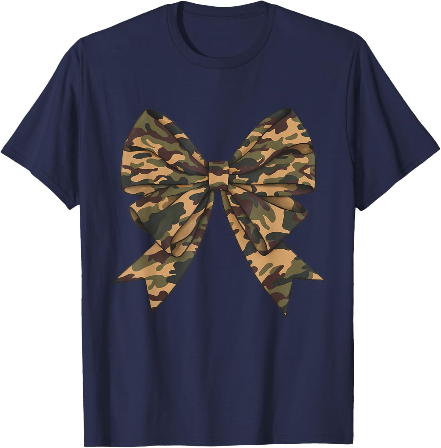 Camo Coquette Bow Duck Hunting Girls Kids Women Hunter T-Shirt - T-Shirt | Navy