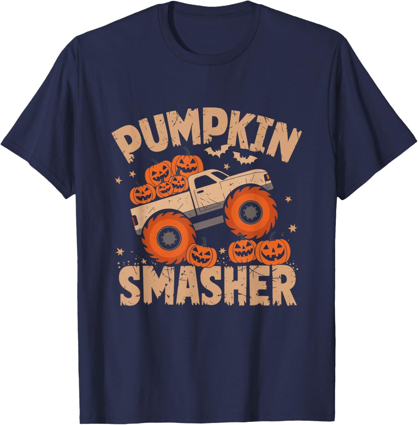 Pumpkin Smasher Monster Truck Halloween Toddler Kids T-Shirt - T-Shirt | Navy
