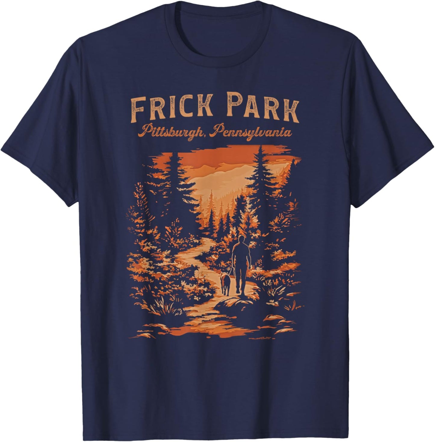 Frick Park Pittsburgh Pennsylvania Vintage Hiking Trail T-Shirt - T-Shirt | Navy