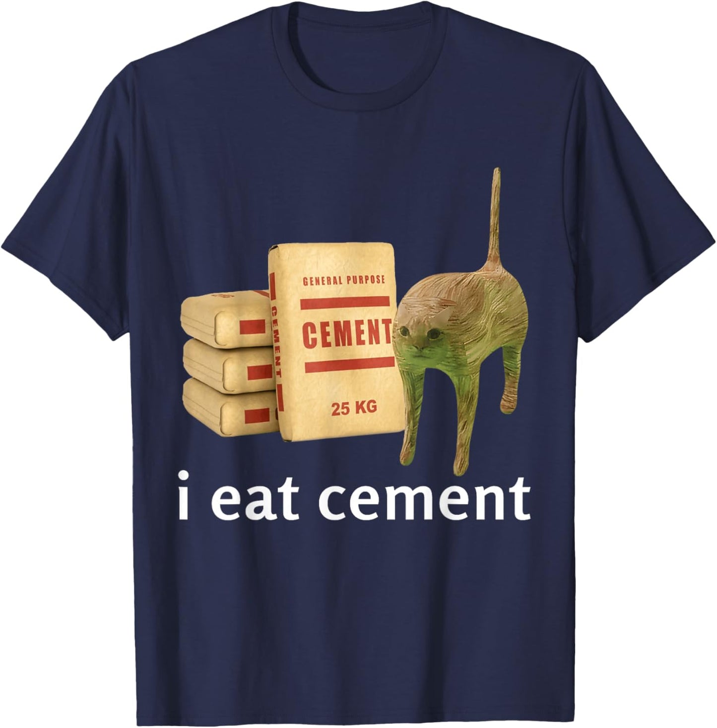 I Eat Cement Cat Shirt Kids Funny Dank Cat Meme T-Shirt - T-Shirt | Navy