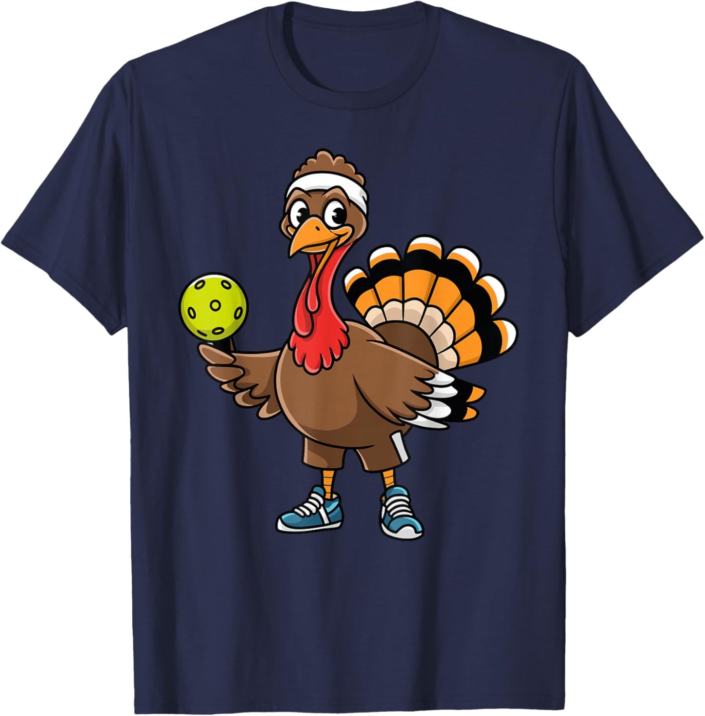 Dabbing Pickleball Turkey Funny Thanksgiving Pickleball T-Shirt - T-Shirt | Navy