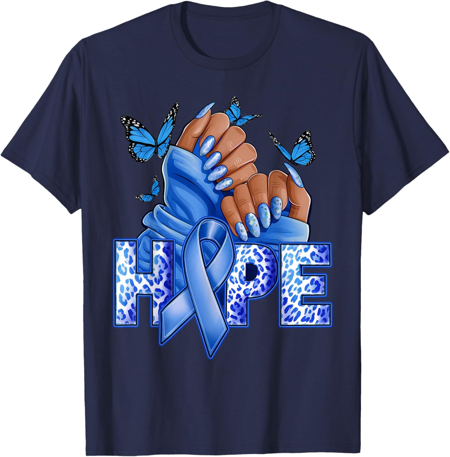 Hope Diabetes Type 1 Ribbon Type 2 Diabetes Awareness Women T-Shirt - T-Shirt | Navy
