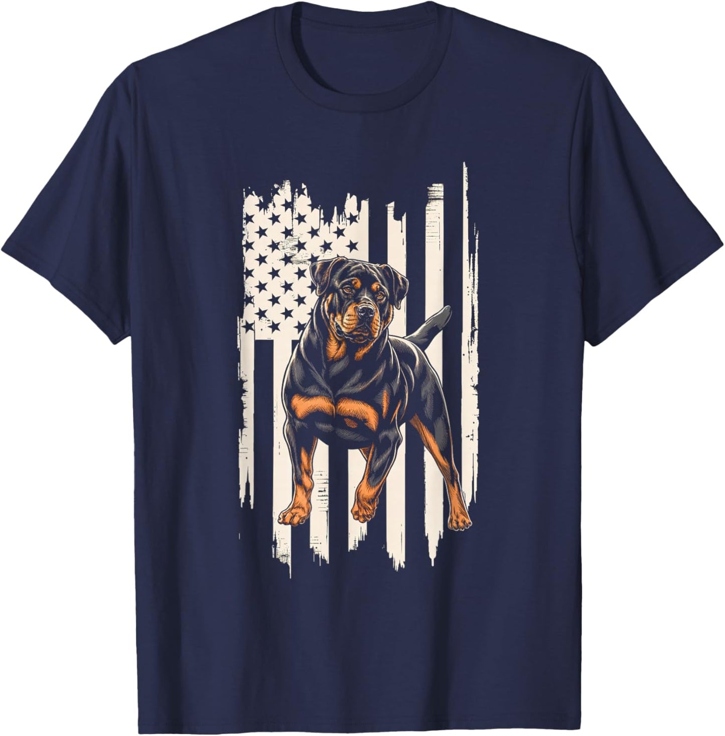 Rottweiler American Flag Dog Rottweiler Patriotic T-Shirt - T-Shirt | Navy