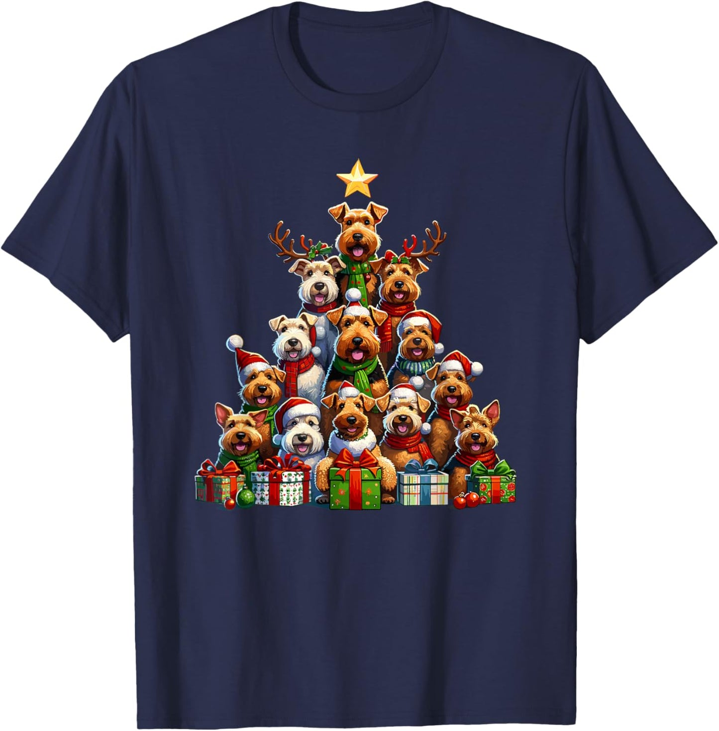 Christmas Tree Welsh Terrier T-Shirt - T-Shirt | Navy