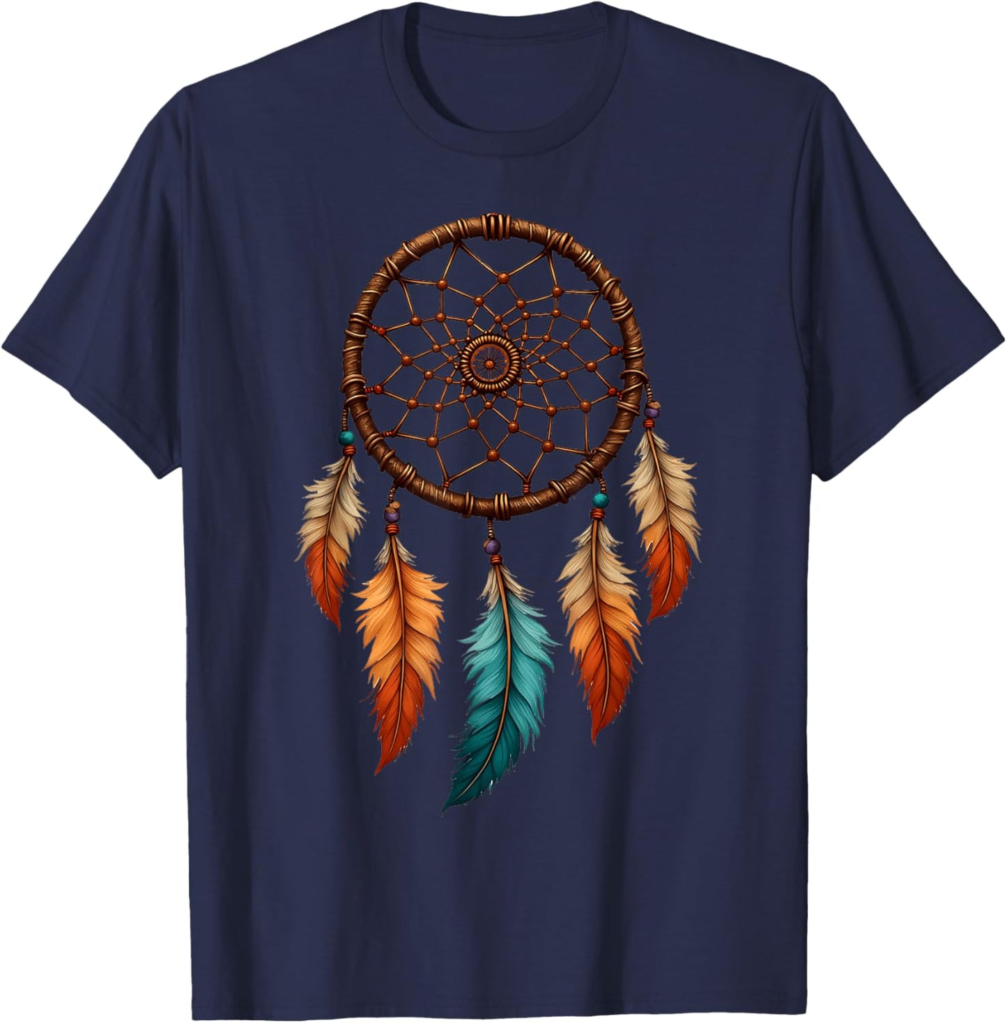 Vintage Dreamcatcher Native American Indian Boho Tribal Art T-Shirt - T-Shirt | Navy