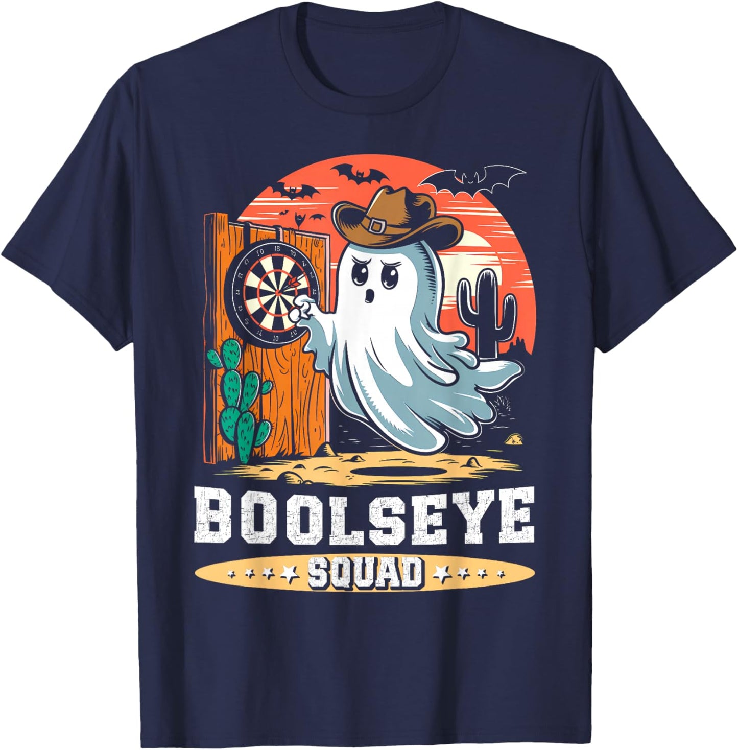 Boolseye Squad Halloween Darts Ghost Bullseye Player Darts T-Shirt - T-Shirt | Navy
